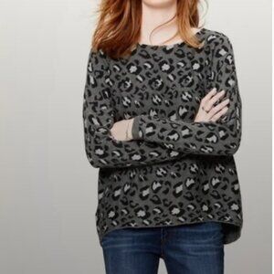 Ann Taylor Loft Grey Leopard Print Sweater
